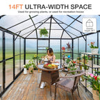 10 X 14 FT Premium Outdoor Polycarbonate Greenhouse With Aluminum Frame And Double Swing Doors