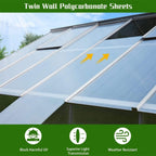10 X 16 FT Extra Large Heavy-Duty Backyard Polycarbonate Aluminum Greenhouse With Sliding Doors And Vents