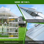 10 X 16 FT Extra Large Heavy-Duty Backyard Polycarbonate Aluminum Greenhouse With Sliding Doors And Vents