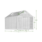10 X 16 FT Extra Large Heavy-Duty Backyard Polycarbonate Aluminum Greenhouse With Sliding Doors And Vents