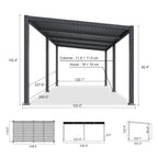 10 X 20 FT  Modern Louvered Aluminum Pergola With Sloped Roof