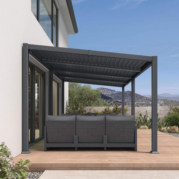 10 X 20 FT  Modern Louvered Aluminum Pergola With Sloped Roof