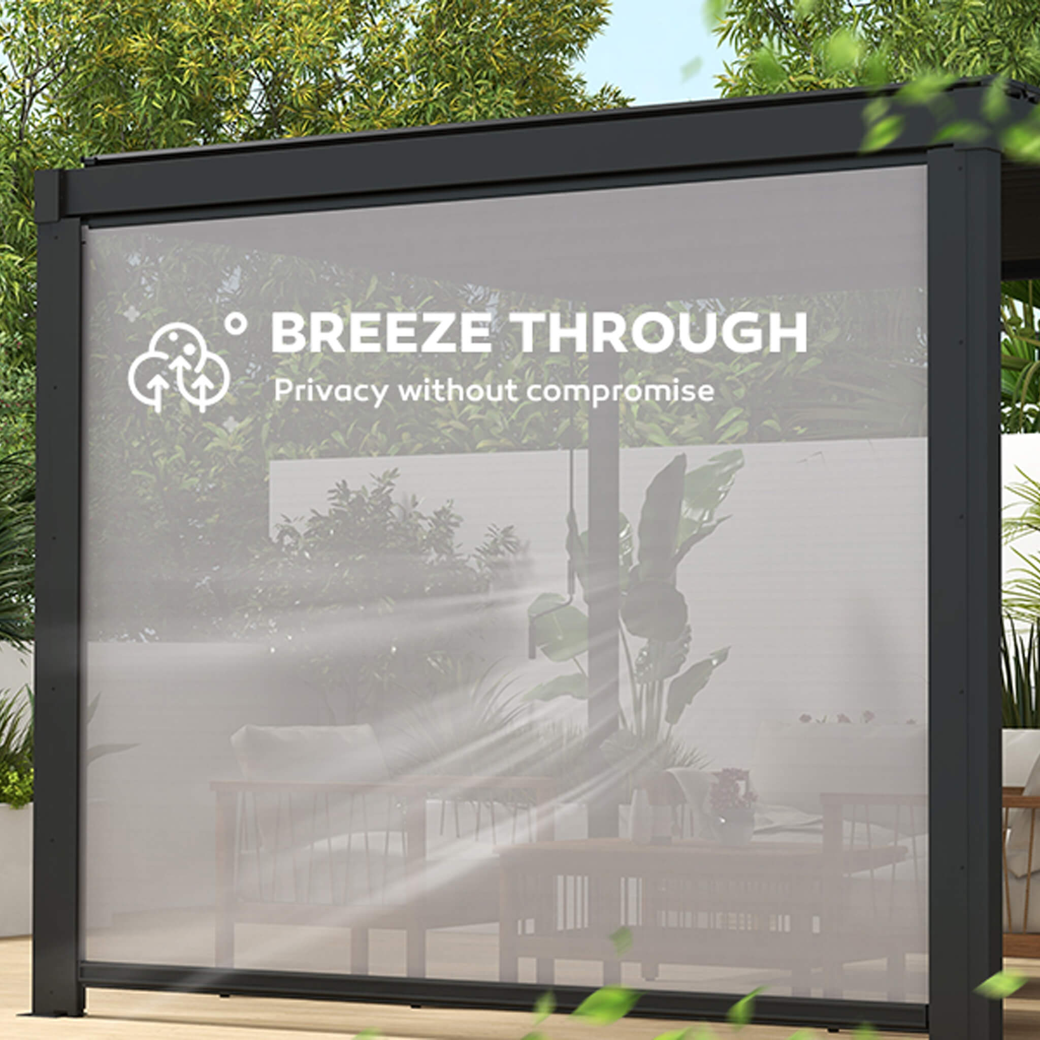 10 X 20 FT  Modern Outdoor Adjustable Charcoal Louvered Pergola with Screens and Built-In Drainage