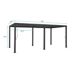 10 X 20 FT  Modern Outdoor Adjustable Charcoal Louvered Pergola with Screens and Built-In Drainage