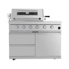 Imperial 110-Inch 4-Burner 72K BTU Deluxe Stainless Steel Outdoor Kitchen Grill Island With Wine Cooler, Rotisserie, Cabinets, And Granite Countertops