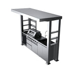 Imperial 110-Inch 4-Burner 72K BTU Deluxe Stainless Steel Outdoor Kitchen Grill Island With Wine Cooler, Rotisserie, Cabinets, And Granite Countertops