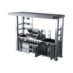 Imperial 110-Inch 4-Burner 72K BTU Deluxe Stainless Steel Outdoor Kitchen Grill Island With Wine Cooler, Rotisserie, Cabinets, And Granite Countertops