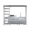 Imperial 110-Inch 4-Burner 72K BTU Deluxe Stainless Steel Outdoor Kitchen Grill Island With Wine Cooler, Rotisserie, Cabinets, And Granite Countertops