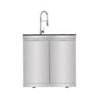 Imperial 110-Inch 4-Burner 72K BTU Deluxe Stainless Steel Outdoor Kitchen Grill Island With Wine Cooler, Rotisserie, Cabinets, And Granite Countertops