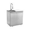 Imperial 110-Inch 4-Burner 72K BTU Deluxe Stainless Steel Outdoor Kitchen Grill Island With Wine Cooler, Rotisserie, Cabinets, And Granite Countertops