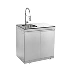 Imperial 110-Inch 4-Burner 72K BTU Deluxe Stainless Steel Outdoor Kitchen Grill Island With Wine Cooler, Rotisserie, Cabinets, And Granite Countertops