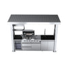 Imperial 110-Inch 4-Burner 72K BTU Deluxe Stainless Steel Outdoor Kitchen Grill Island With Wine Cooler, Rotisserie, Cabinets, And Granite Countertops