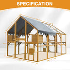 110-Inch Large Outdoor Pet Playpen - Chicken Coop With Waterproof Cover