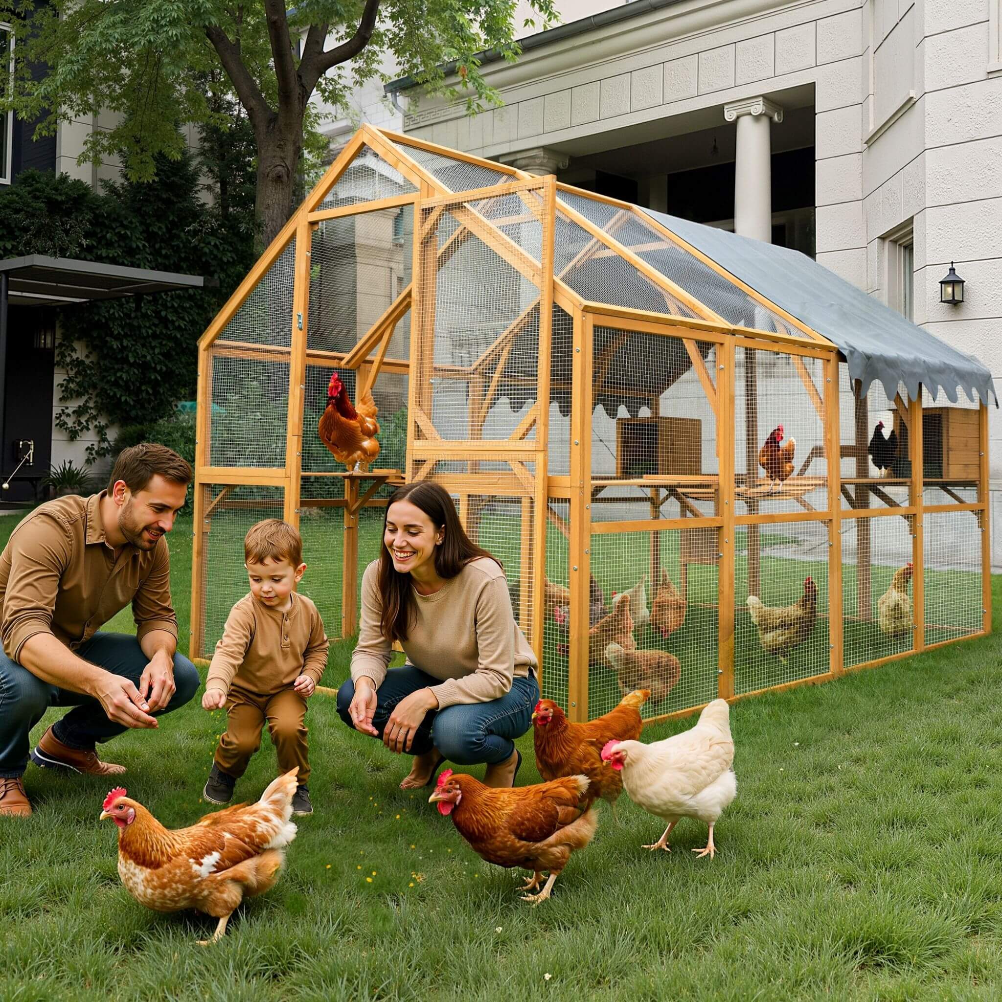 110-Inch Large Outdoor Pet Playpen - Chicken Coop With Waterproof Cover