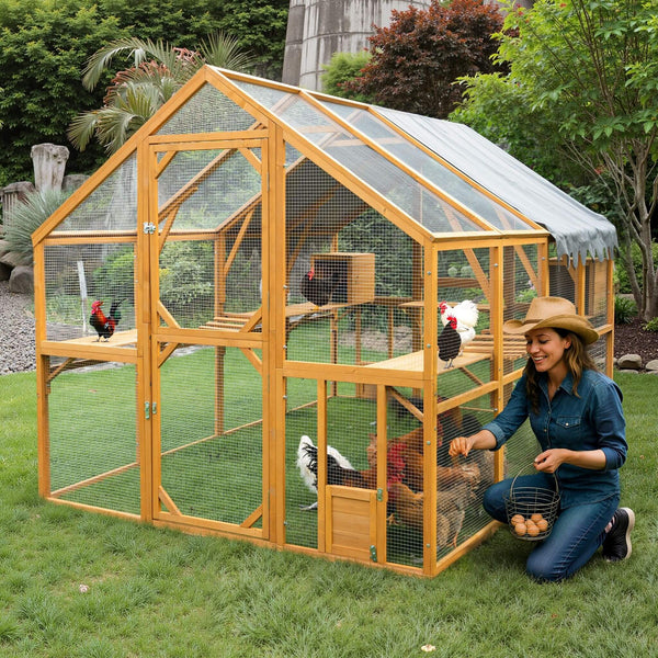 110-Inch Large Outdoor Pet Playpen - Chicken Coop With Waterproof Cover