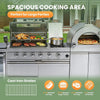 112-Inch 4-Burner 108K BTU Outdoor Kitchen Island With Pizza Oven, Rotisserie & Refrigerator