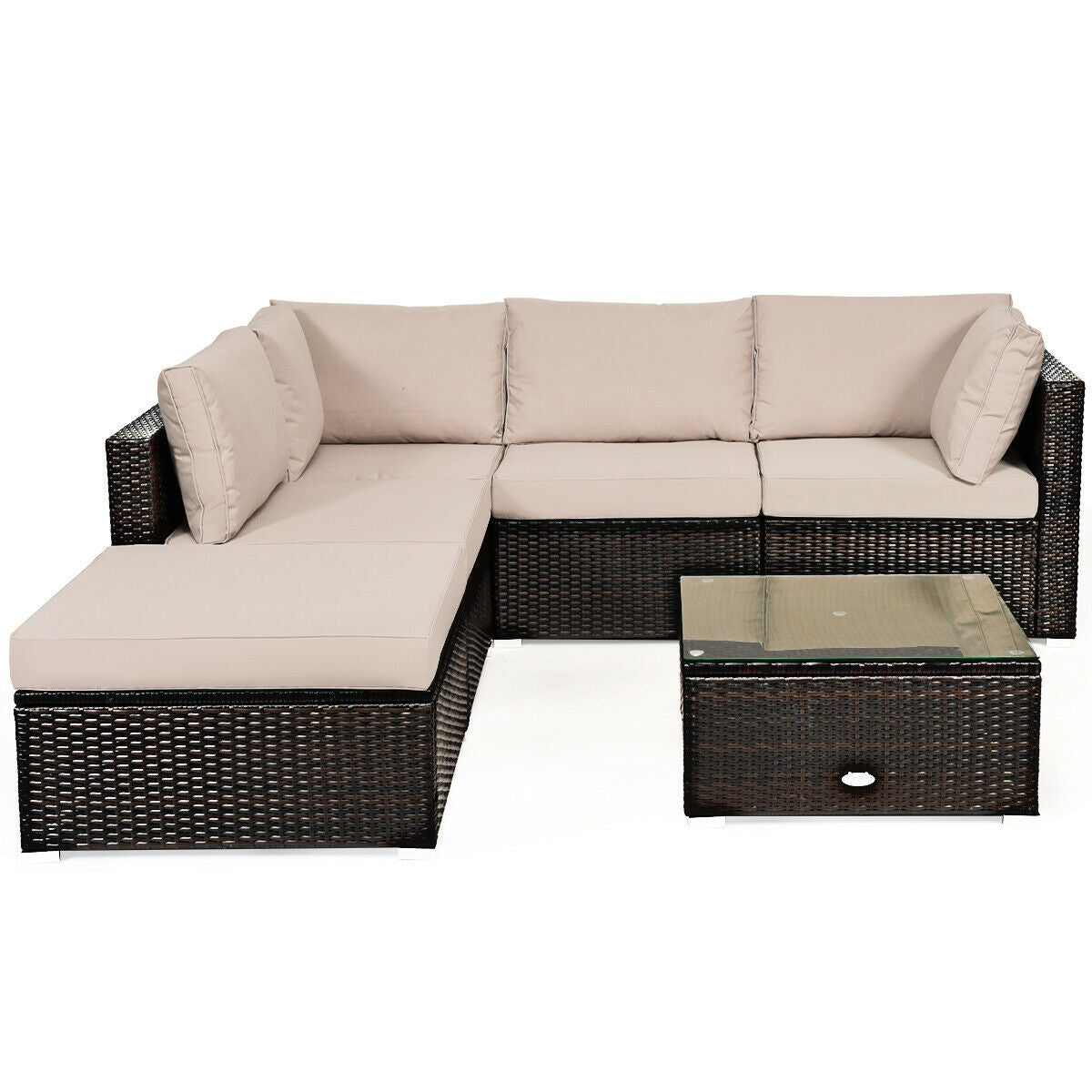 6 Pieces Outdoor Patio Set - Rattan
