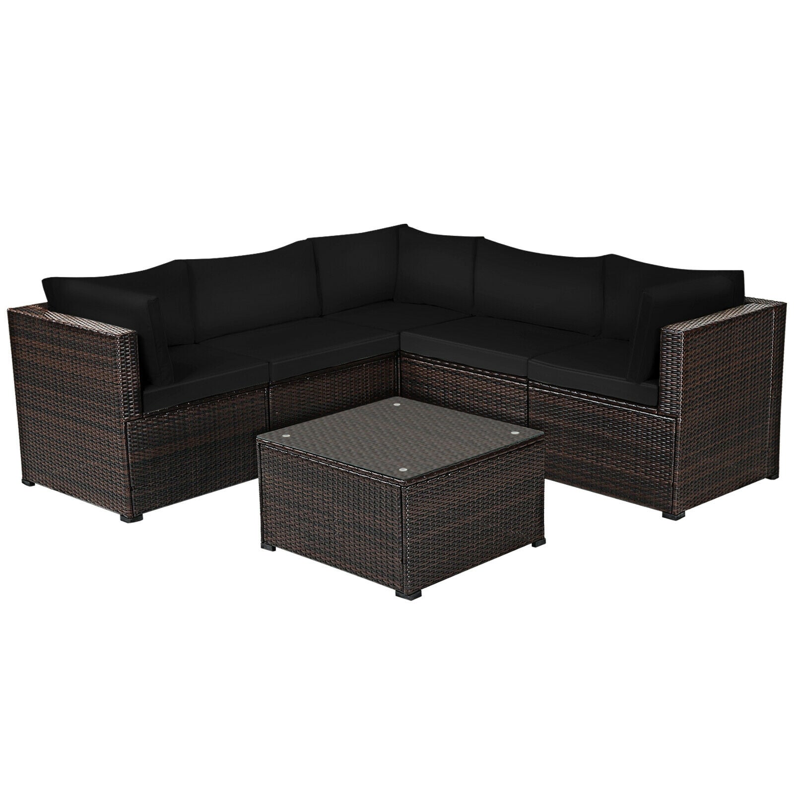 6 Piece Patio Furniture Sofa Set with Cushions