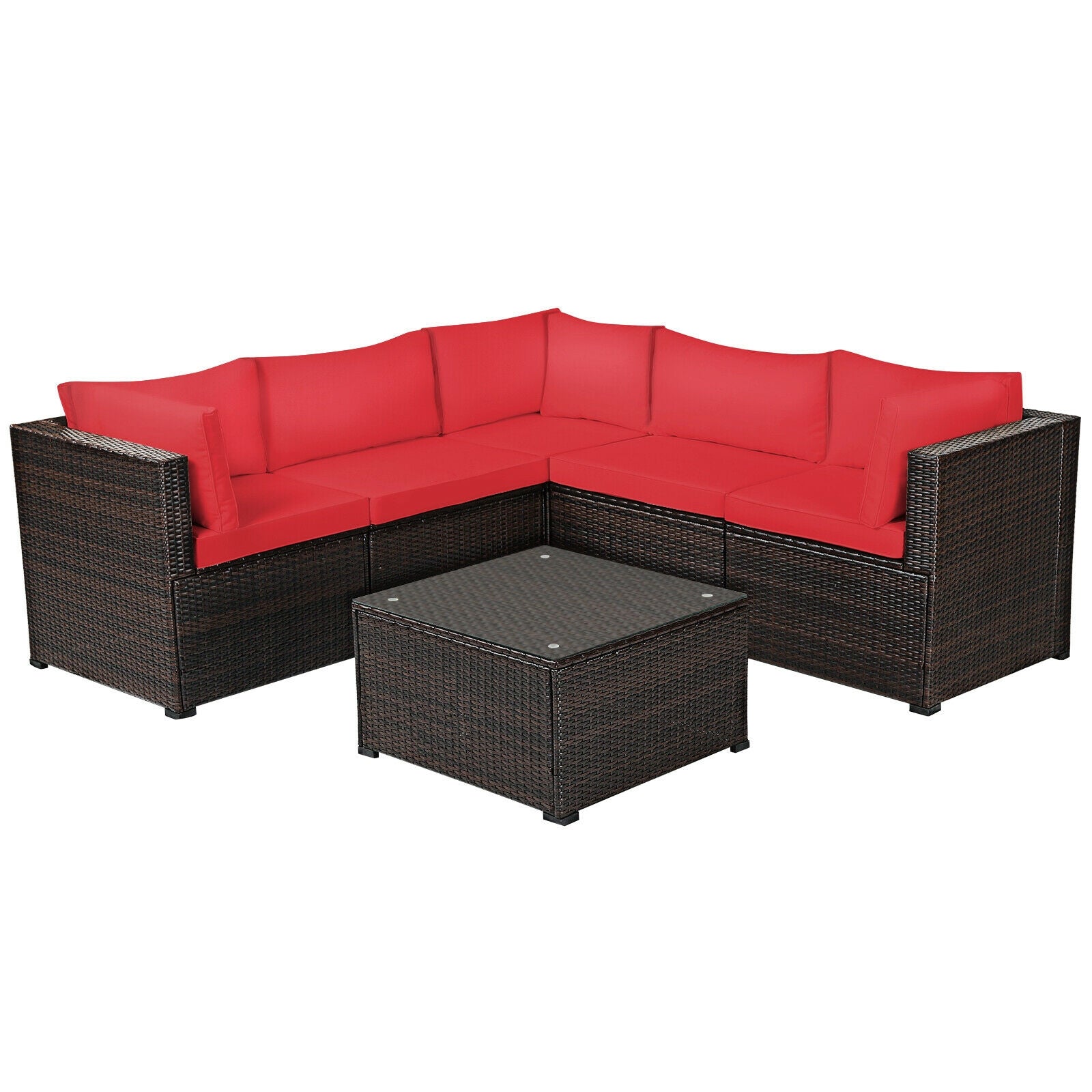 6 Piece Patio Furniture Sofa Set with Cushions