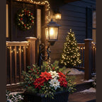 Solar Lamp Post with Flower Pot - Outdoor Garden & Patio Light