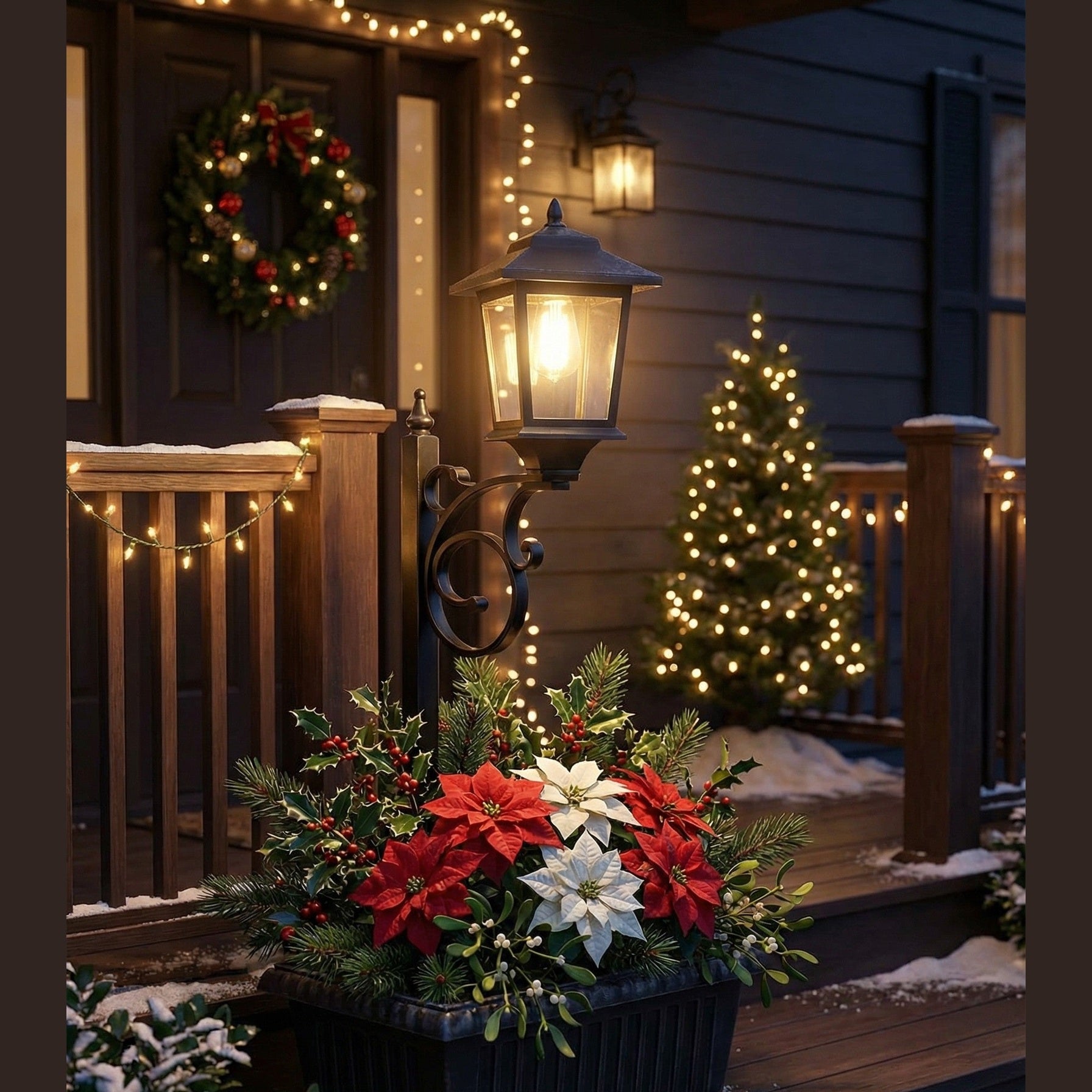 Solar Lamp Post with Flower Pot - Outdoor Garden & Patio Light