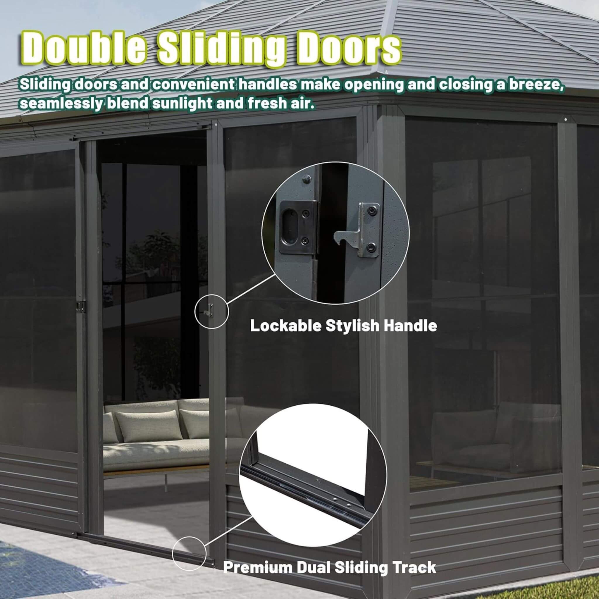 11 X 14 FT  Meridian Premium Four Season Outdoor Aluminum Hardtop Gazebo Sunroom
