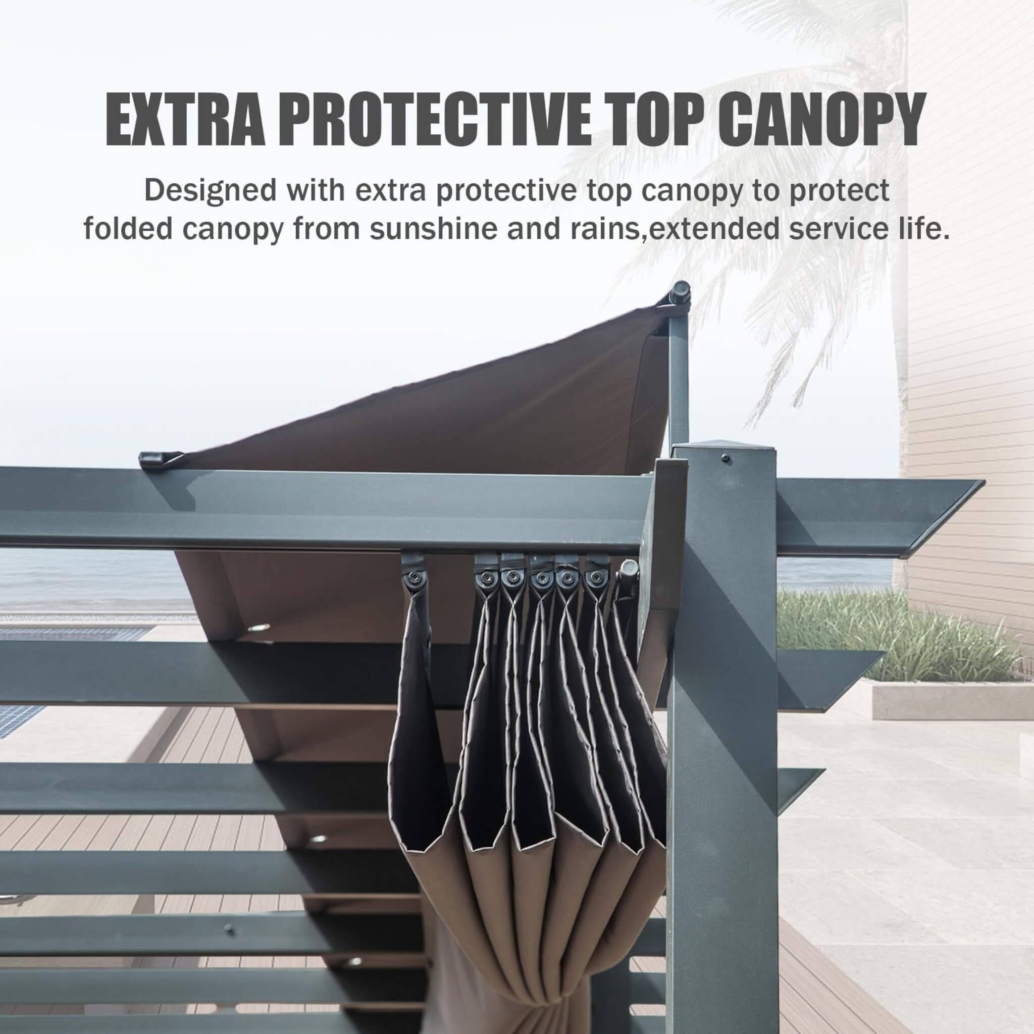 11 X 20 FT Premium Outdoor Retractable Aluminum Pergola With Weather-Resistant Canopy