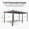 11 X 20 FT Premium Outdoor Retractable Aluminum Pergola With Weather-Resistant Canopy
