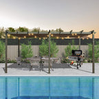 11 X 20 FT Premium Outdoor Retractable Aluminum Pergola With Weather-Resistant Canopy