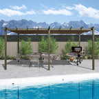 11 X 20 FT Premium Outdoor Retractable Aluminum Pergola With Weather-Resistant Canopy