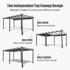 11 X 20 FT Premium Outdoor Retractable Aluminum Pergola With Weather-Resistant Canopy