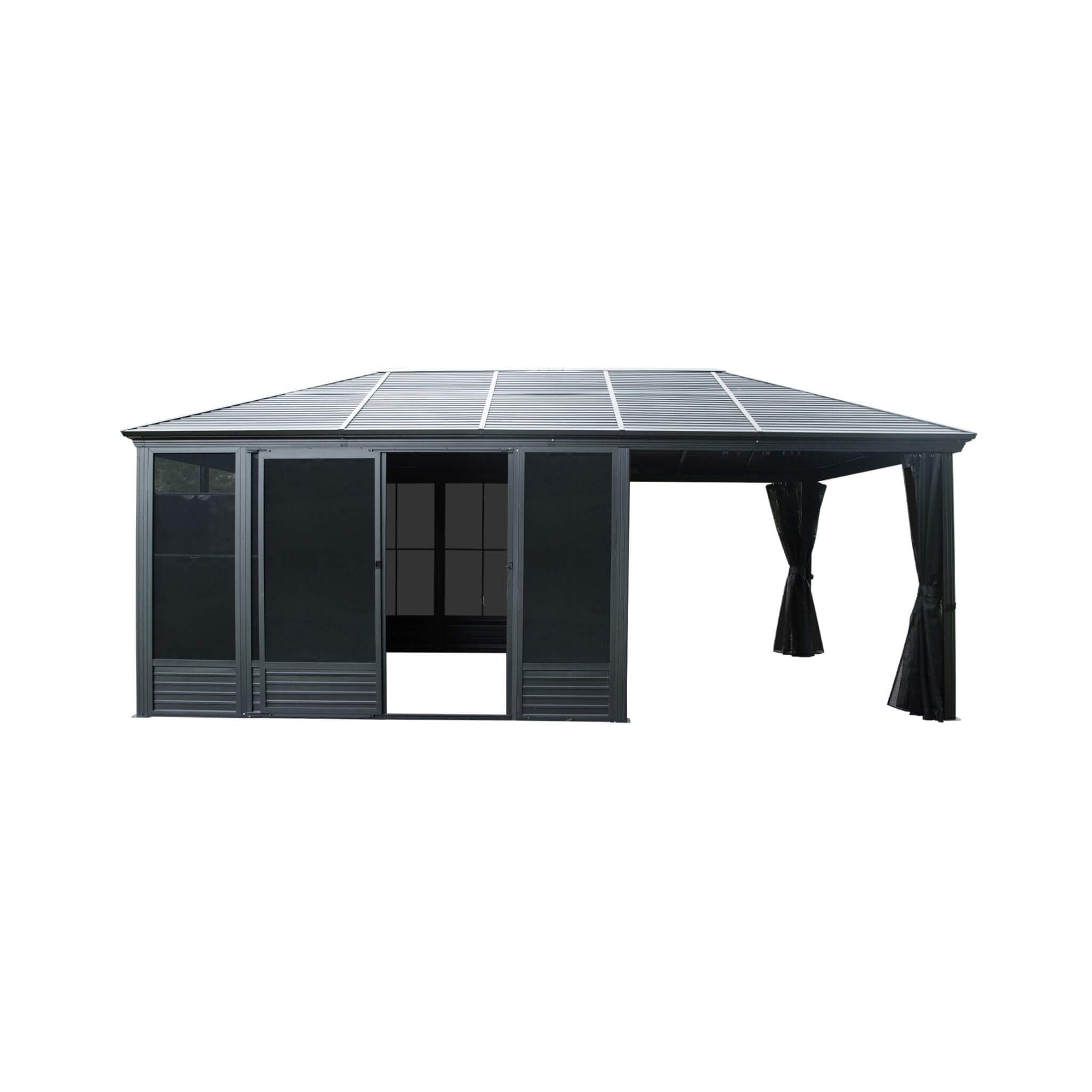 11 X 21 FT  Outdoor All-Season Solarium Sunroom Gazebo With Galvanized Steel Roof