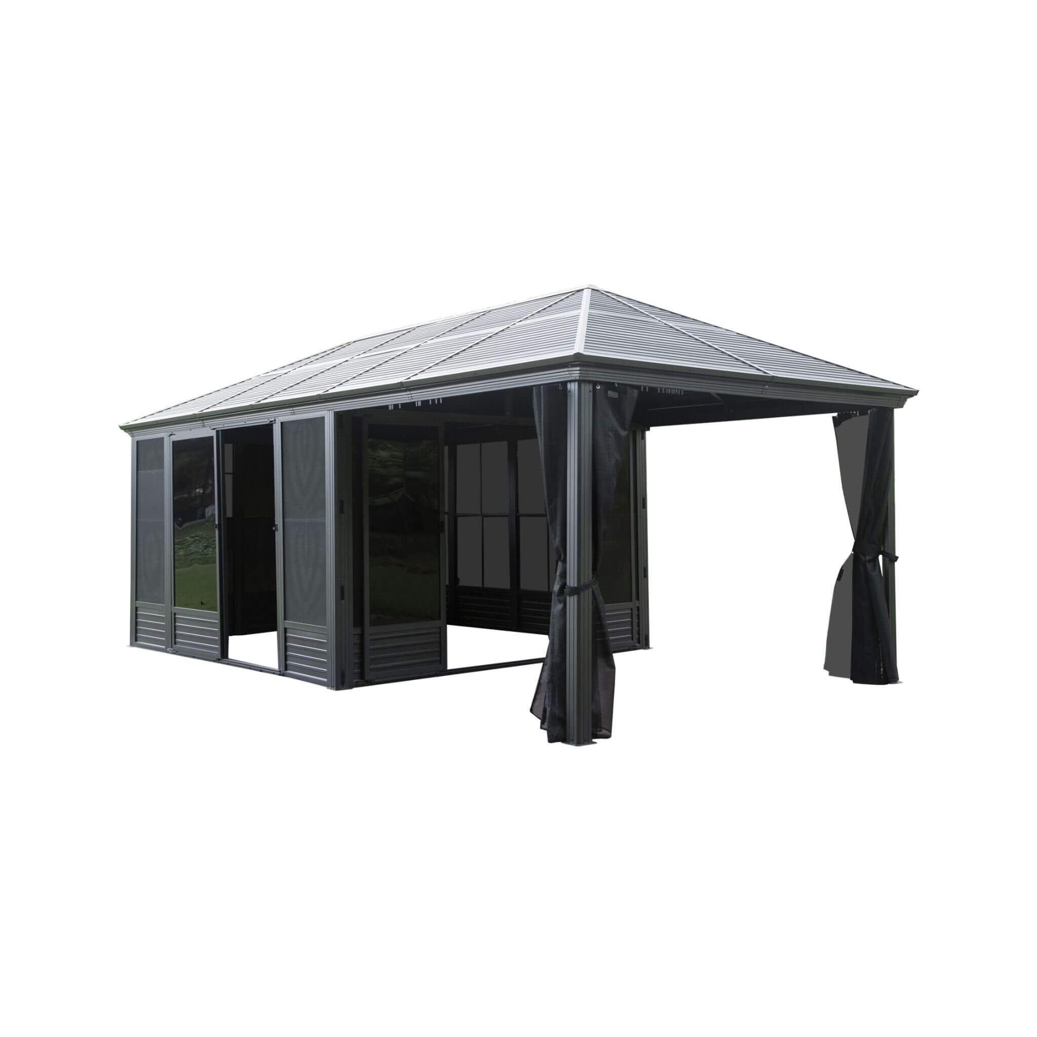 11 X 21 FT  Outdoor All-Season Solarium Sunroom Gazebo With Galvanized Steel Roof