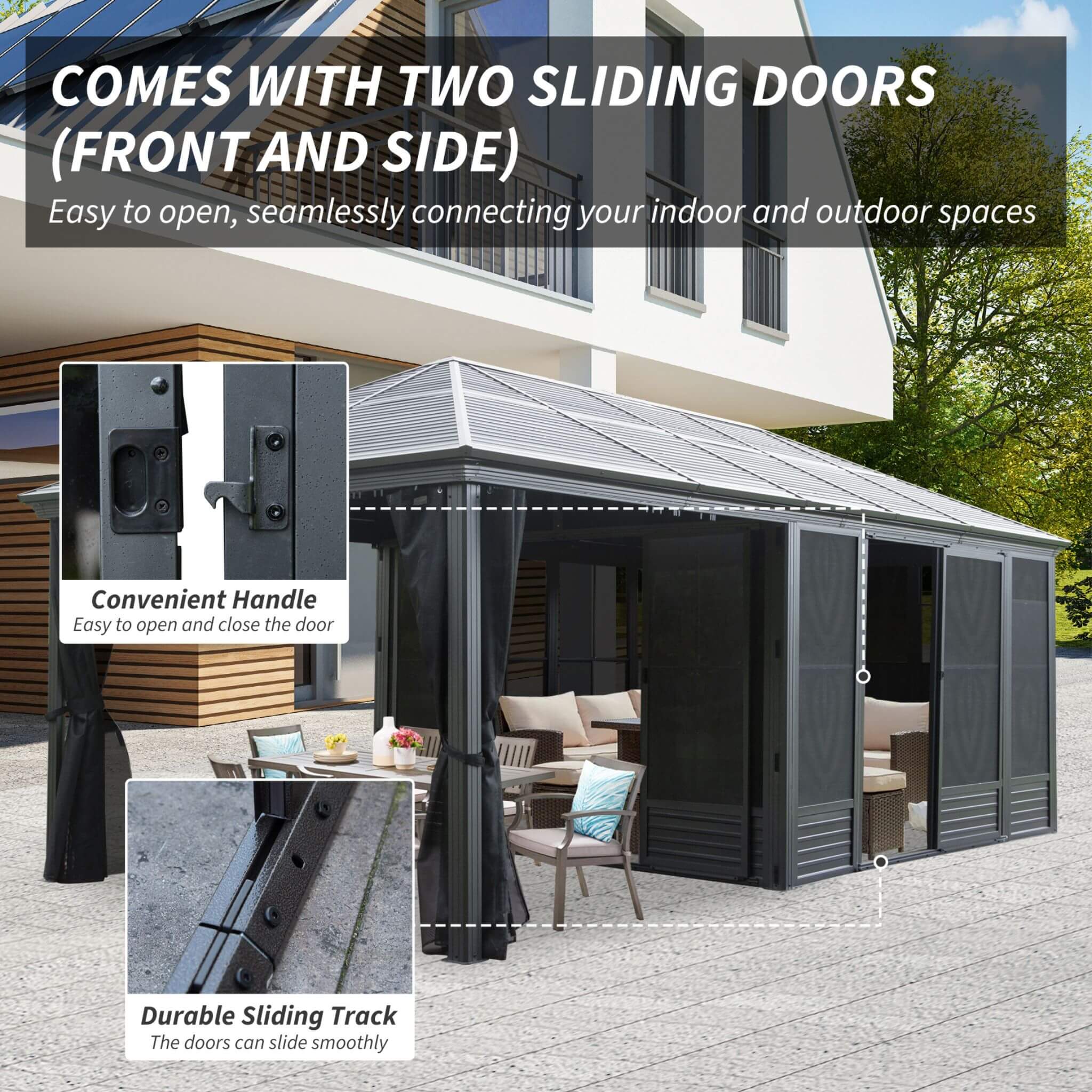 11 X 21 FT  Outdoor All-Season Solarium Sunroom Gazebo With Galvanized Steel Roof