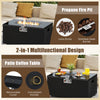 2-Piece Outdoor Rattan Fire Table Set - 32 Inch Rectangle Gas Firepit with Tank Cover - 3 colors