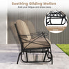 Outdoor 2-Person Glider Rocking Chair Loveseat with Thick Cushions and Metal Frame-Brown