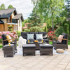 7 - piece Outdoor Rattan Patio Furniture Set with Swivel Rockers