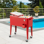 Red Portable Outdoor Patio Cooler Cart
