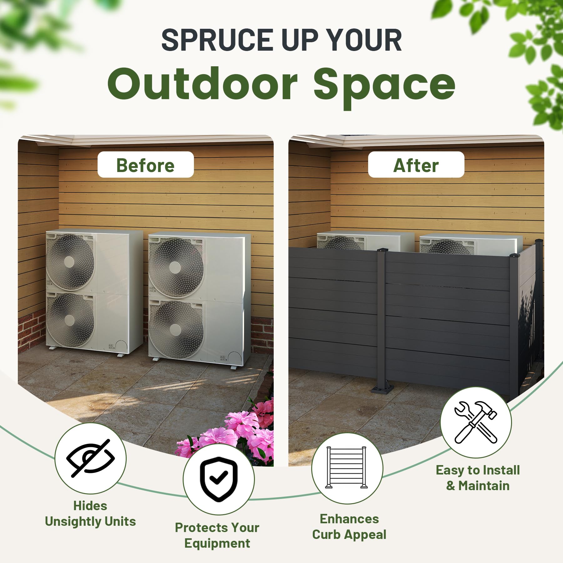 50" W x 49" H Outdoor Privacy Screen with Aluminum Posts
