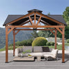 12 X 12FT  Premium Outdoor Cedar Wood Hardtop Gazebo With Galvanized Steel Roof