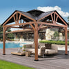 12 X 12FT  Premium Outdoor Cedar Wood Hardtop Gazebo With Galvanized Steel Roof