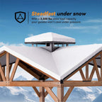 12 X 12FT  Premium Outdoor Cedar Wood Hardtop Gazebo With Galvanized Steel Roof
