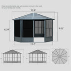 12 X 12 FT Prism Large Octagonal Sunroom Solarium With Lockable Sliding Doors And Galvanized Steel Sloping Roof