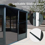 12 X 12 FT Prism Large Octagonal Sunroom Solarium With Lockable Sliding Doors And Galvanized Steel Sloping Roof