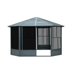 12 X 12 FT Prism Large Octagonal Sunroom Solarium With Lockable Sliding Doors And Galvanized Steel Sloping Roof