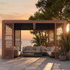 12 X 12 FT  Premium Outdoor Wood Grain Louvered Pergola With Integrated Drainage