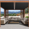12 X 12 FT  Premium Outdoor Wood Grain Louvered Pergola With Integrated Drainage