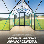12 X 12 FT Premium T-Shape Polycarbonate Greenhouse With UV Protection And Aluminum Frame