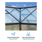 12 X 12 FT Premium T-Shape Polycarbonate Greenhouse With UV Protection And Aluminum Frame