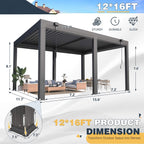 Louvered Aluminum Pergola With Adjustable Roof And Pull-Down Screens